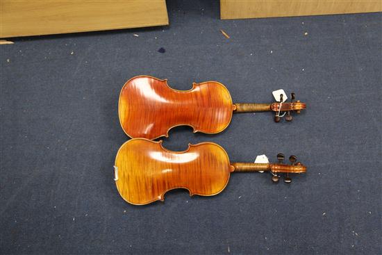 An L. Lowendall violin, body 14in. & another violin